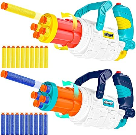 5-Shot Automatic Rotating Barrel Foam Dart Blaster Toy Gun with 5 ...