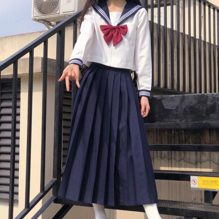 jkUniform skirt Basic Style Genuine White Two Books Three Books Student School Uniform College Style Business Attire Japanese Style Sailor Suit