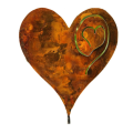 1PCS Love Pillar Inserted Heart Stake in the Garden Rusted Heart Made of 14Ga Metal. 