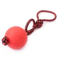 Dog Training Ball on Rope Solid Rubber Rope Ball Tug Ball Toy for Medium and Small Dog  Tough Rope Toys  Non-Toxic and Durable Dog Toys. 