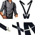 Men Suspenders High Elastic Adjustable 4 Strong Clips Suspender Heavy Duty X Back Trousers Braces Pants Holder Wedding Wear. 