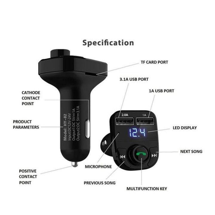 X8%20Bluetooth%20Handsfree%20FM%20Transmitter%20Modulator%20USB%20Car%20Kit%20Car%20Charger%20-%20Image%202