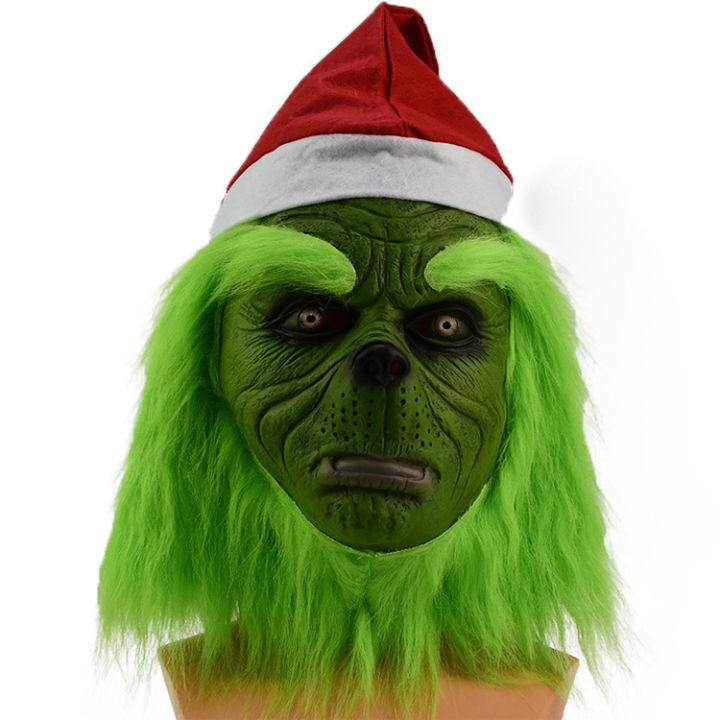 New%20Christmas%20Easter%20Horror%20Mask%20Geek%20Grinch%20Latex%20Mask%20Hood%20Cosplay%20Green%20Hair%20Geek%20Grinch%20Scary%20Realistic%20Mask%20-%20Image%203