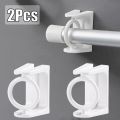 2Pcs Punch-free Adjustable Curtain Rod Holder Self Adhesive Clothes Rail Bracket 360 Rotation Triangle Ring Hooks. 
