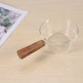 Nullmul Glass Milk Pot with Wooden Handle 400Ml Cooking Pot for Salad Noodles Gas Stove Cookware. 