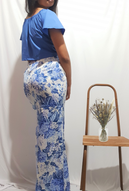 GORGIANA%20Women's%20Casual%202%20Pc%20Dress%20Blue%20Top%20And%20Bottom%20Blouse%20&%20Skirt%20-%20Image%202
