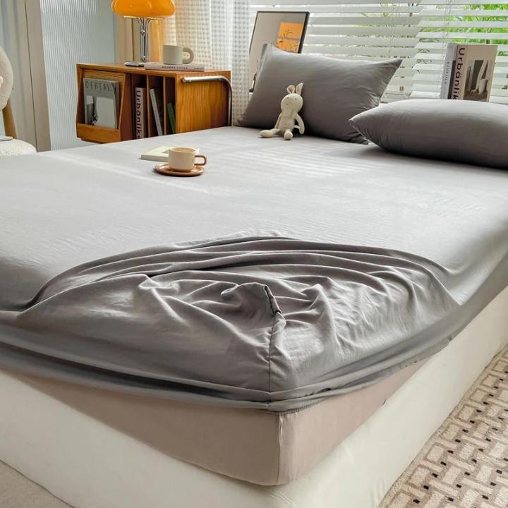 100%25%20Cotton%20Fitted%20Bed%20Sheet%20With%20360%20Elastic%20Band%20Bedsheet%20Bedspread%20for%20Single%20Double%20King%20Queen%20Size%20Mattress%20Protector%20Cover%20-%20Image%203