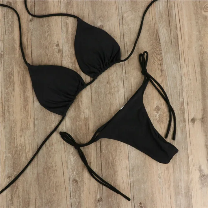 Adjustable%20Bikini%20swimsuit%20Quick-dry%20Split%20swimsuit%20Solid%20color%20Two-piece%20bikini%20Lace-up%20design%20Three-point%20Lace-up%20bikini%20for%20-%20Image%206