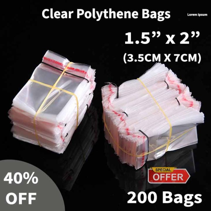 New Clear sealing Flyers 1.5''x 2.5''  Transparent Self Sealing Bags Bundle of 200 Flyers Small Poly OPP Clear Transparent Polythene Bags Plastic Bags Jewelry Gift Packing Materials