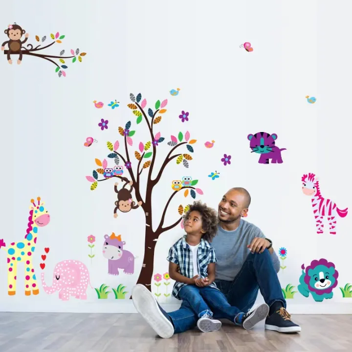 Multi%20Color%20Animals%20Giraffe%20Animals%20Theme%20Wall%20Art%20Decal%20Sticker%20Decoration%20for%20Living%20Room%20Nursery%20Baby%20Girl%20Boy%20Kid%20Children's%20Room%20wall%20Decoration%20-%20Image%208