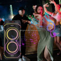 NDR-1808 Partybox 8-Inch 100W High Power Portable Party Bluetooth Speaker Dual Wireless Microphone Built-in Battery Portable MP3 MP5 Player with Sound-Activated LED Subwoofer Blue Tooth Music Outdoor Activities Speakers. 