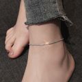 Thin Stamped Minimalist Silver Color Shiny Chains Anklets For Women Girls Friend Foot Jewelry Leg Barefoot Bracelet Accessories. 