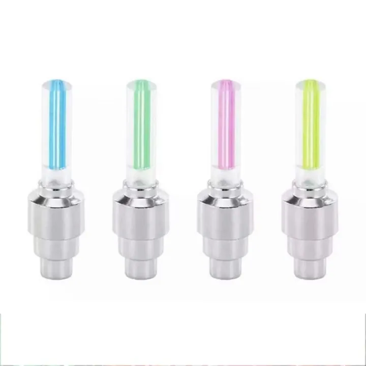 2 PCS Bicycle Valve Light Dust Cup Lights Bike Car Rim Lights Cycle Tyre Light With Batteries Riderz Bicycle Accessories Cycle Parts Equipment