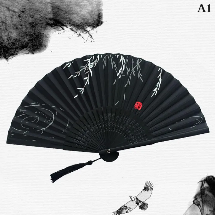 Folding%20Fans%20Handheld%20Antique%20Style%20Hand%20Fan%20Foldable%20Calligraphy%20Ink%20-%20Image%202