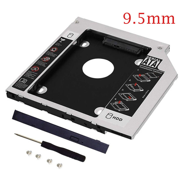 Aluminum 2nd HDD Caddy 9.5mm SATA 3.0 DVD Adapter Hard Drive SSD Enclosure CD-ROM Case