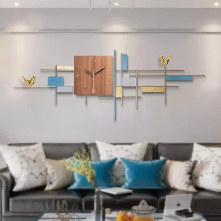 Modern%20Wall%20Clock%20/%20Metal%20&%20Wood%20Wall%20Art%20Clock%20/%20wall%20D%C3%A9cor%20CL104%20-%20Image%204