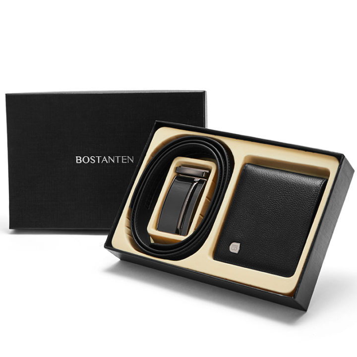 Bostanten%20Men's%20Genuine%20Leather%20Belts%20And%20Bifold%20Wallet%20Gift%20Box%20Black%20-%20Image%203