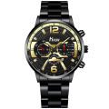 New Concept Personality Trend Men's Steel Strap Watch Three Eyes with Calendar Double Scale Quartz Watch Men's. 