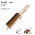 Soft Bristle Wood Brass Block Scrub Brushes 6-row - 8" - Durable Manual Cleaning Tools. 