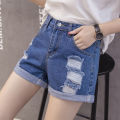 Shorts for Women Summer 2024 New Korean Style Loose All-Match Student High Waist Wide Leg Curling Hole Denim chic Hot Pants. 