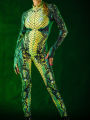 Green Snake Jumpsuit Women Zentai Suit Gothic Morphsuit Animal Bodysuits Women Rave Costume Halloween Festival Party Outfit. 