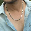 Fashion Frill Men's Double Coated Popular Stainless Steel Silver Chain For Men Boys Girls Stylish Necklaces Silver Chain Anniversary Love Gift For Husband Unisex Chains. 