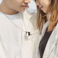 Black White Cute Couple Necklaces Good Luck Heart Pendant Necklace for Best Friends Gift Jewelry. 