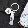 Stainless Steel Lettering Creative Keychain Family Personality Couple Keychain Safe Driving Black. 