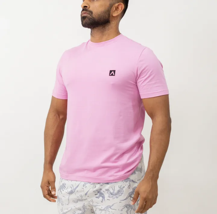 Archer Men's Crew Neck Cotton T-Shirt- Pink