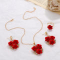 Luxury Romantic Velvet Rose Zircon Necklace Earrings Ring Set For Women Pendant Yao Store. 