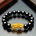 Lucky Fen Shui Bracelet Wealth Bracelet For Men and Women Black Resin Beads Alloy Lion Dragon Fenshui Hand Wear Party Wedding Jewelry. 