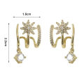 1 Pair Ear Studs Claw 3 Rows Elegant Temperament Golden Gift Hypoallergenic Bling Rhinestone Star Women Earrings Fashion Jewelry. 