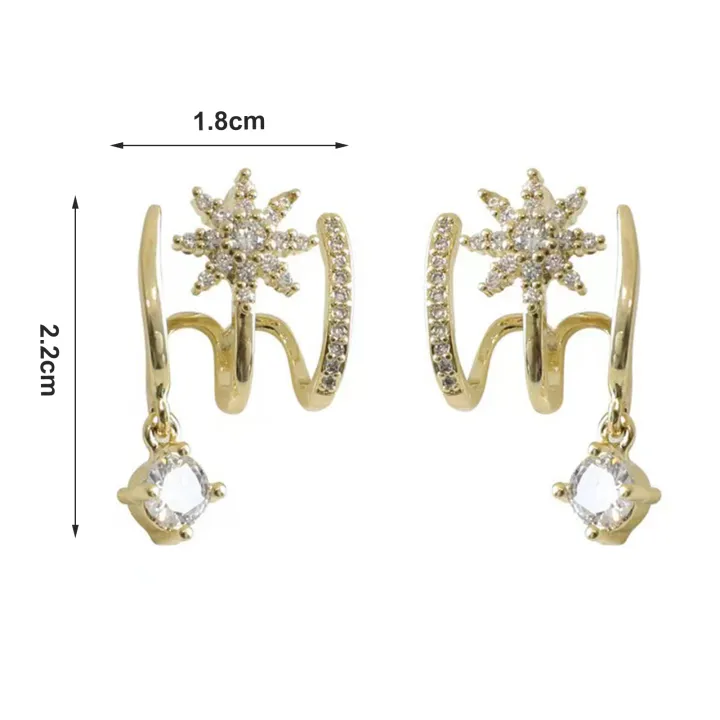 1%20Pair%20Ear%20Studs%20Claw%203%20Rows%20Elegant%20Temperament%20Golden%20Gift%20Hypoallergenic%20Bling%20Rhinestone%20Star%20Women%20Earrings%20Fashion%20Jewelry%20-%20Image%207