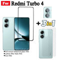 3 IN 1 Redmi Turbo 4 Tempered Glass Film For Redmi Turbo 3 Redmi Note 14 4G 5G Full Cover Screen Protector Glass +Camera Lens Film+back film. 