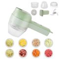 4 in 1 Portable Electric Vegetable Cutter Set,Gatling Vegetable Chopper Mini Wireless Food Processor,Garlic Chili Onion Celery Ginger Meat Garlic Chopper with Brush. 