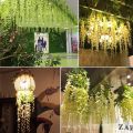 1Pcs Wisteria Artificial Flower Silk Vine Garland Hanging for Wedding Party Garden Outdoor Greenery Office Wall Decor. 