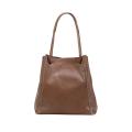 Qiu Zhen Genuine Leather Bucket Bag for Women, Crossbody Commuter Large Capacity Tote Bag, Niche Vegetable Tanned Top Layer Cowhide Bag. 