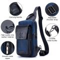 Men Leather ling Bag Casual Chest Bag Pack Crossbody Bag ling Backpack Travel houlder Backpack. 