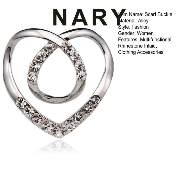 Square Scarf Buckle Shiny Women Love Heart Shawl Knotted Ring Clip