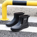 Trendy British Rain Boots Men's Short Tube New Waterproof Shoes Fashion Flat Platform Non-Slip Rain Boots Lightweight Outer Wear Work. 