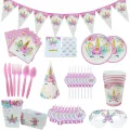 Unicorn Disposable Tableware Unicorn Party Supplies Paper Plate Napkins Unicorn Birthday Party Decoration Kids Baby Shower Girl. 