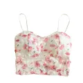 Floral Corset Vest Adjustable Sweet Lace Crop Top Mesh Tube Top for Casual Evening Out Summer Wear Apparel Young Adults. 