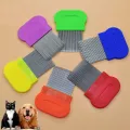 【wholesle668 Store】Pet Comb Dog Grooming Steel Small Fine Toothed Pets Flea Comb Puppy Kitten Hair Trimmer Grooming Tool. 