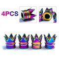 4X Aluminum Neon Color Crown Car Wheel Tire Valve Stem Cap Tyre Air Anti Dust Caps. 