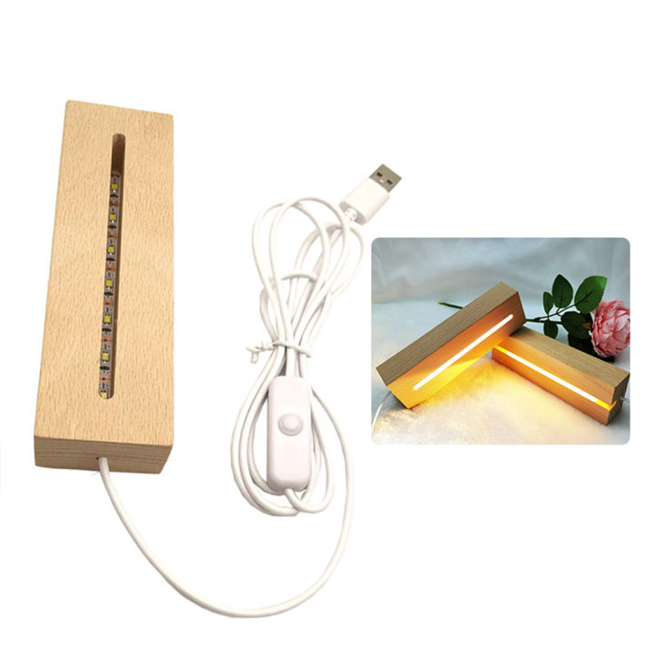 Rectangle Solid Beech Wooden LED Base for Resin Letter Lamp Acrylic Glass Resin Art Wood Light Display Base Led Stand Dropship