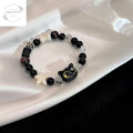 HP Cheese Black Sesame Kitten Bracelet Shell Stars Black White Bracelet Cute Retro Couple Bracelet - H. 