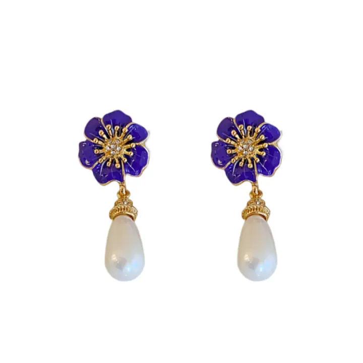 Silver%20Needle%20Flower%20Drop%20Oil%20Rhinestone%20Pearl%20Earrings%20French%20High%20Sense%20Water%20Drop%20Earrings%20Retro%20Affordable%20Luxury%20Graceful%20Earrings%20Female%20-%20Image%205