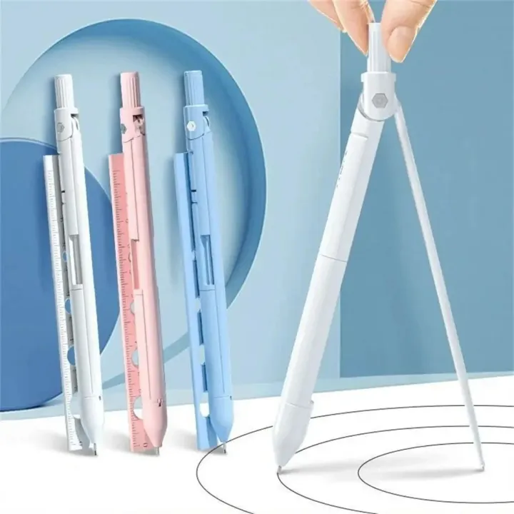 Multi-Function 3-in-1 Compass Pencil Ruler Kit Measuring Ruler ...