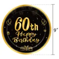 60th Birthday Party Disposable Tableware Set Black Gold Paper Plates Cups Wedding Dinnerware Baby Shower Party Decorations. 