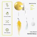 Automatic Cat Teaser Toy Funny Lifting Plush Ball Toy Interactive Electric Cat Toy Rope with Feather Random Swing Cats Sticks (No Battery). 
